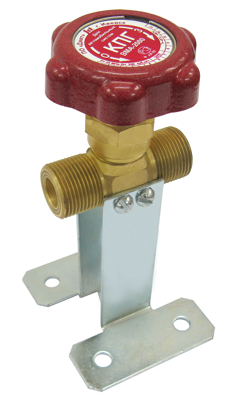 Клапан запорный К-1409-250 красный маховик, с кронштейном